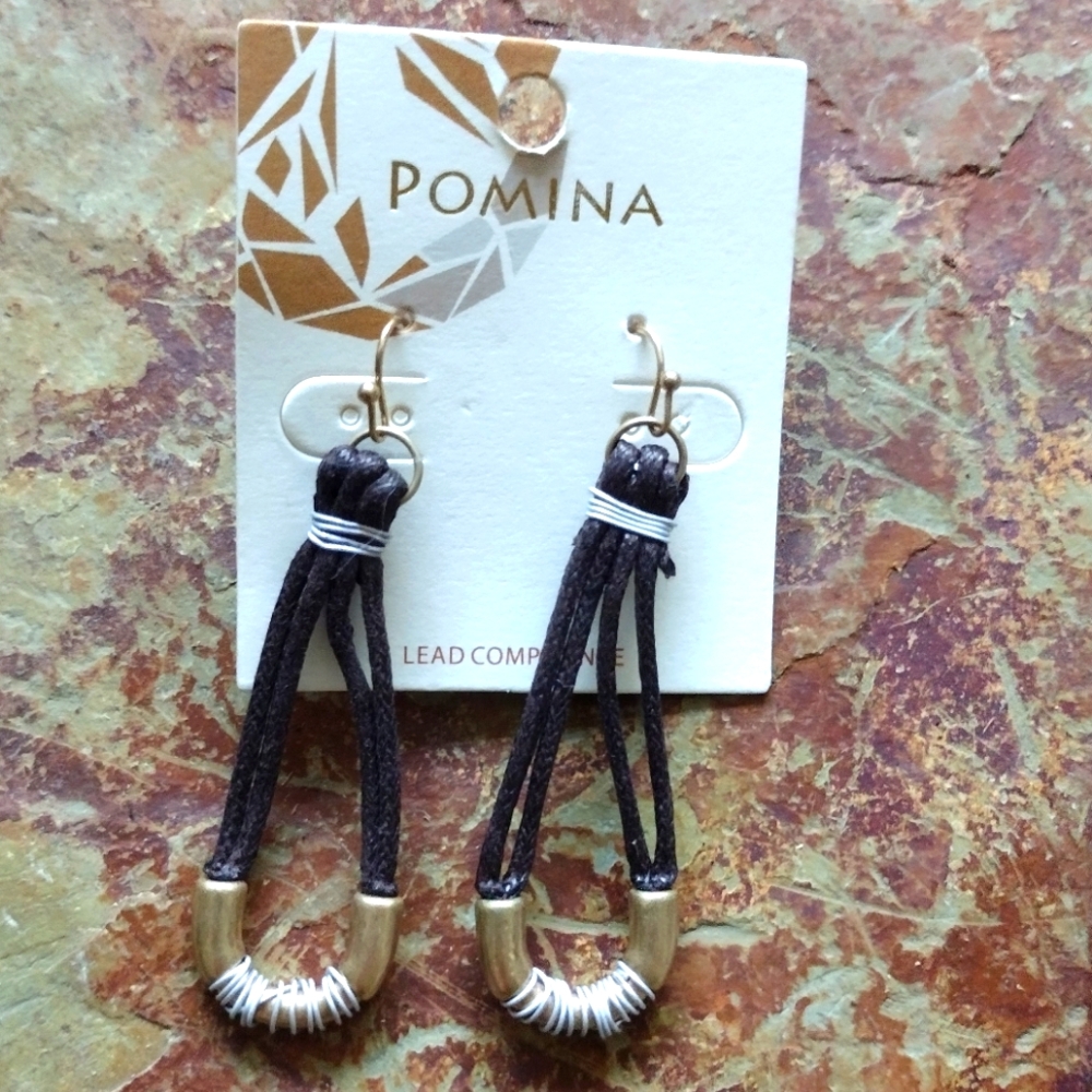 Pomina Black and Gold Earrings